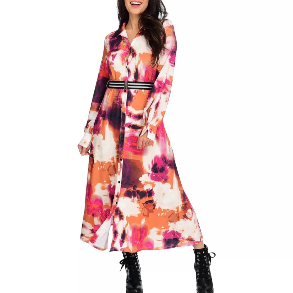 Women’s Mod X‎ Long-Sleeve Belted Maxi Dress
